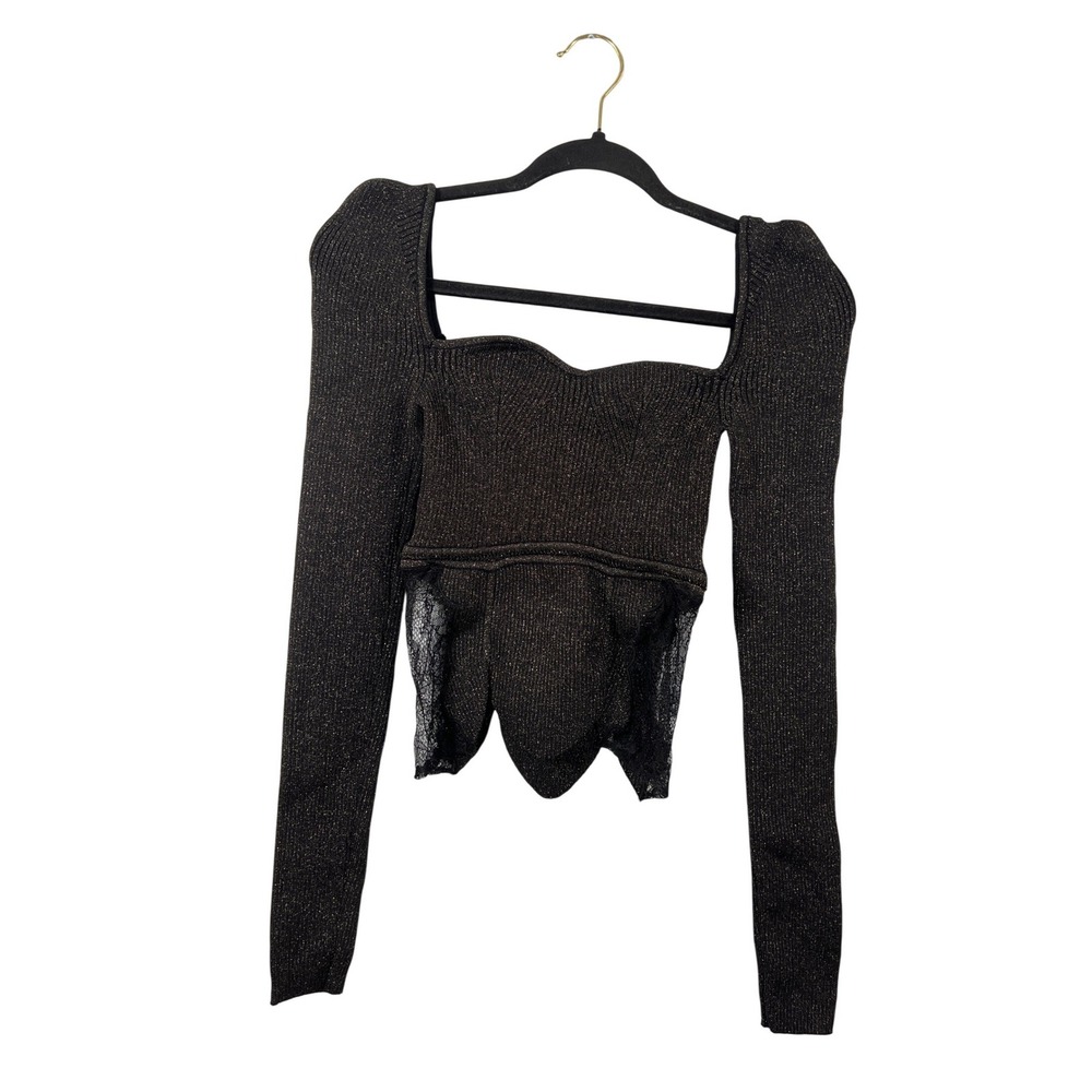 NWT Beulah Black Cropped Top Fairygrunge Large Whimsigoth Gothcore Coquette Lace